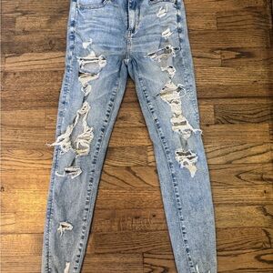 American Eagle Outfitters Light Blue Ripped Skinny Jeans